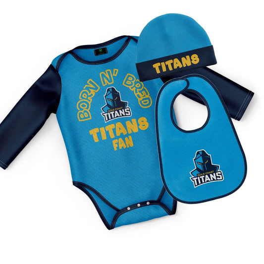 NRL 3 Piece 'Born & Bred' Set - Gold Coast Titans - Infant - Baby