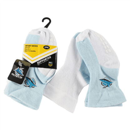 NRL Infant Socks - Cronulla Sharks - Set Of Two - Non Slip - Sock