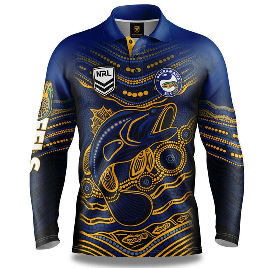 NRL Indigenous Fishing Polo Tee Shirt - Parramatta Eels - Adult