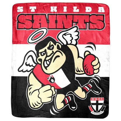 AFL Coral Mascot Blanket - St Kilda Saints - 150x130cm - Throw Rug