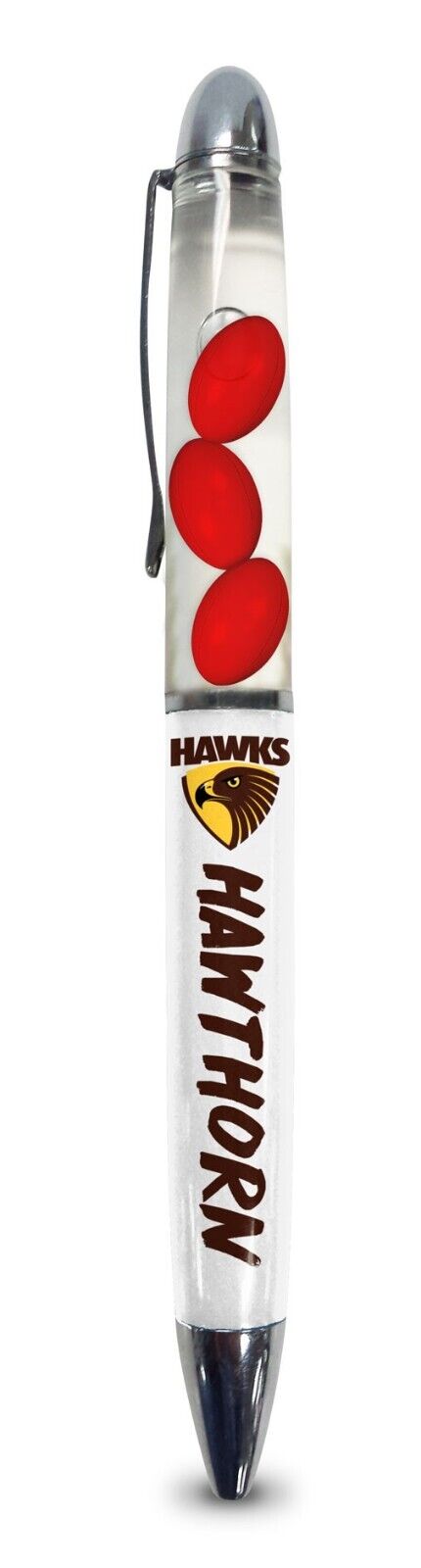 AFL Floating Pen - Hawthorn Hawks - Twist Open - Black Ink