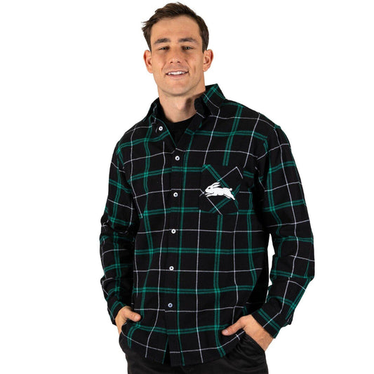 NRL 'Mustang' Flannel Polo - South Sydney Rabbitohs - Flanno Shirt