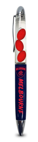 AFL Floating Pen - Melbourne Demons - Twist Open - Black Ink