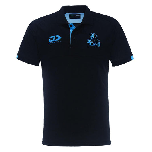 NRL 2024 Travel Polo - Gold Coast Titans - Black - Adult - Mens