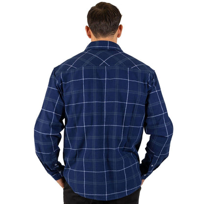 AFL 'Mustang' Flannel Polo - Carlton Blues - Flanno Shirt - Flannelette