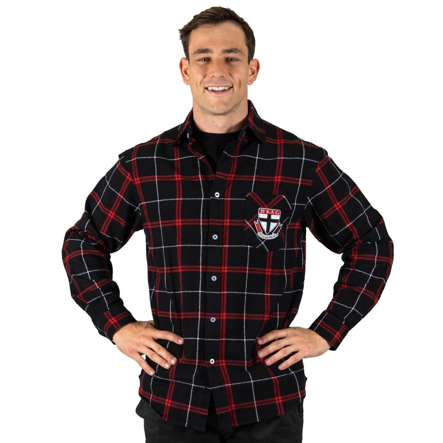 AFL 'Mustang' Flannel Polo - St Kilda Saints - Flanno Shirt - Flannelette