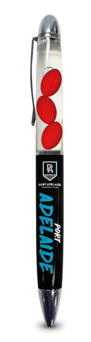 AFL Floating Pen - Port Adelaide Power - Twist Open - Black Ink