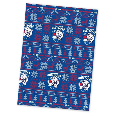 AFL Christmas Wrapping Paper - Western Bulldogs  - XMAS - 49cm X 69cm