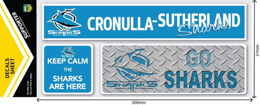 NRL Car Window Decal Set - 3 Stickers - Cronulla Sharks - 280mm