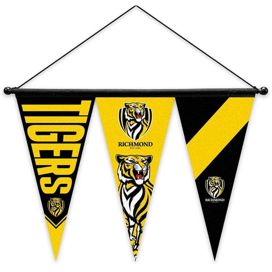 AFL Multi Pennant Flag - Richmond Tigers - Set Of 3 - Inc Hanger