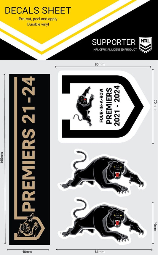 NRL 2024 PREMIERS DECAL SHEET SET OF 3 - PENRITH PANTHERS