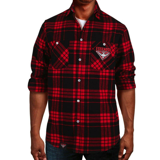 AFL Flannel Polo - Essendon Bombers - Flanno - Flannelette Shirt