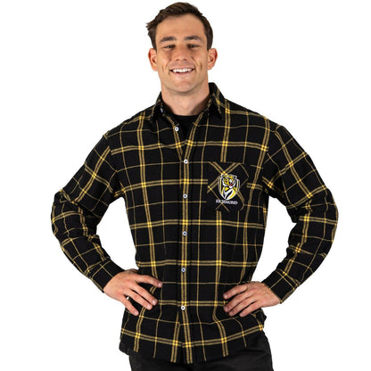 AFL 'Mustang' Flannel Polo - Richmond Tigers - Flanno Shirt - Flannelette