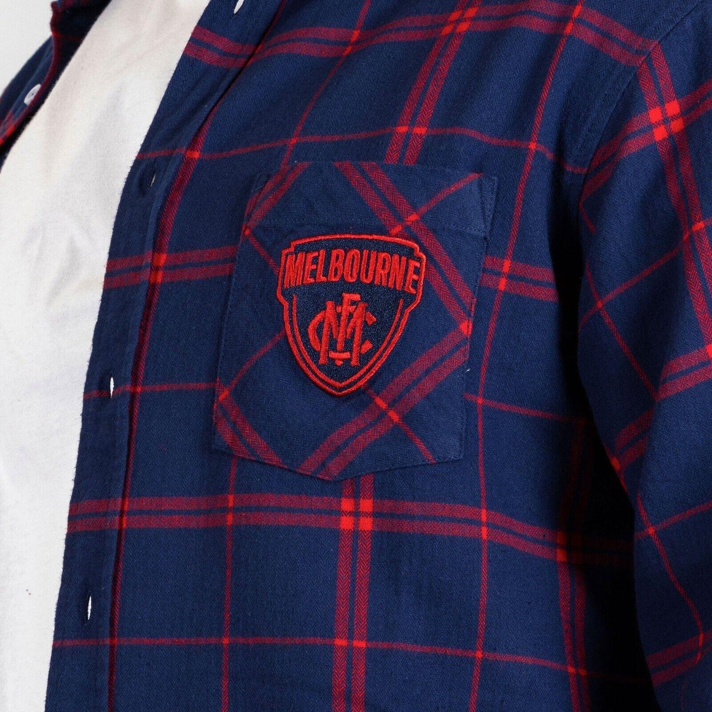 AFL 'Mustang' Flannel Polo - Melbourne Demons - Flanno Shirt - Flannelette