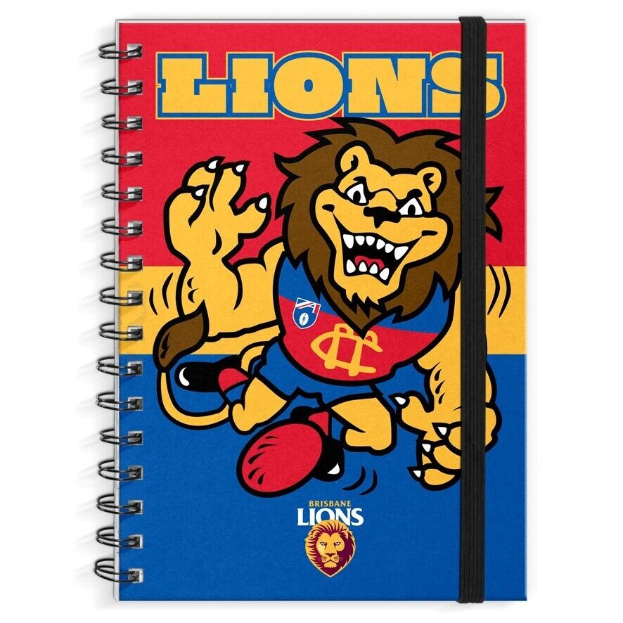 AFL A4 Hard Cover Notebook - Brisbane Lions - 60 Page