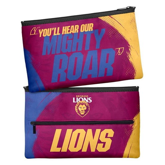 AFL Large Pencil Case - Brisbane Lions - Neoprene - 33cm x 21cm