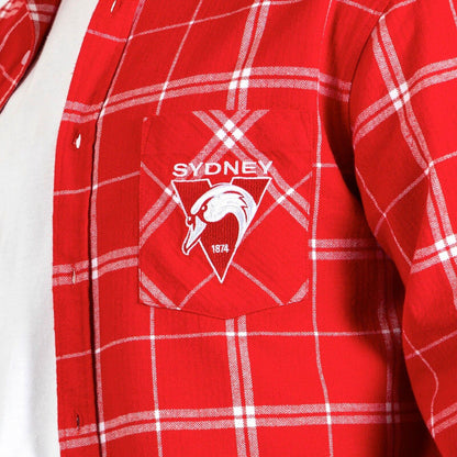 AFL 'Mustang' Flannel Polo - Sydney Swans - Flanno Shirt - Flannelette