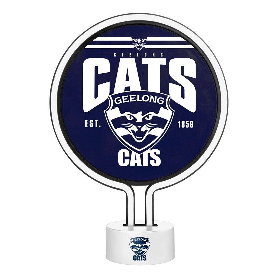 AFL Neon Light - Geelong Cats - 30 x 21.5 x 8.5cm - Team Logo