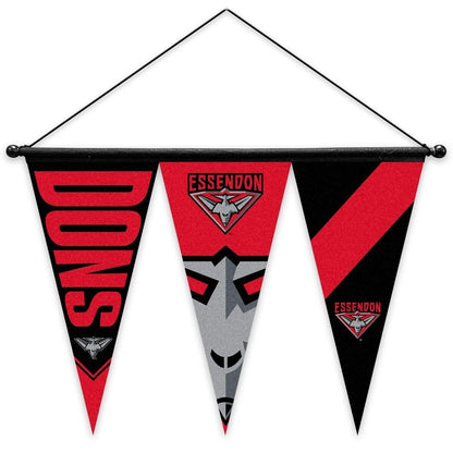 AFL Multi Pennant Flag - Essendon Bombers - Set Of 3 - Inc Hanger