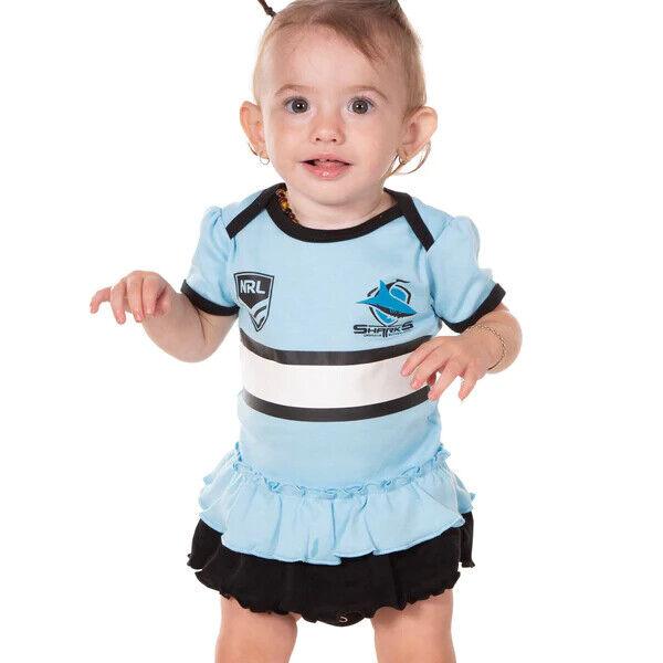 NRL Girls Tutu Footy Suit Body Suit - Cronulla Sharks - Baby Toddler