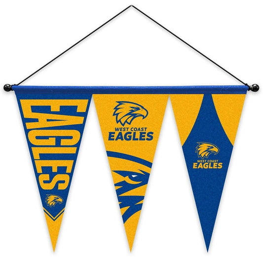 AFL Multi Pennant Flag - West Coast Eagles - Set Of 3 - Inc Hanger