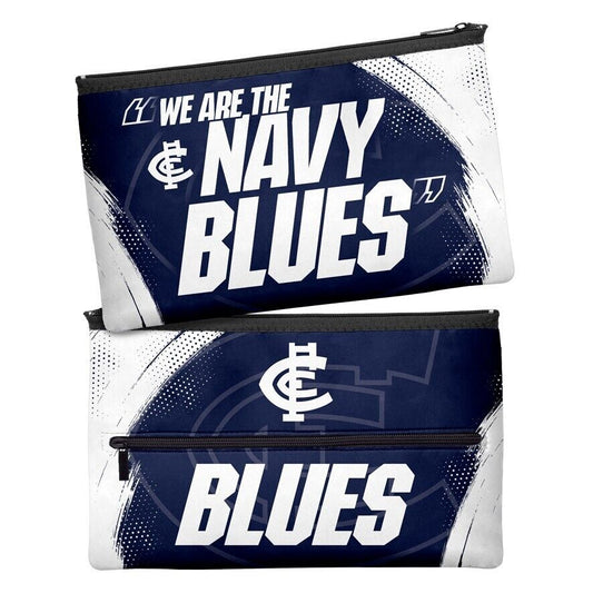 AFL Large Pencil Case - Carlton Blues - Neoprene - 33cm x 21cm