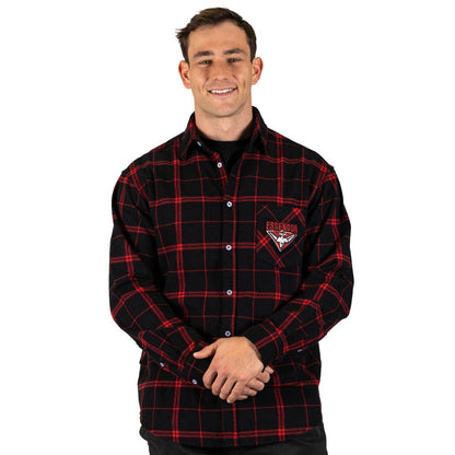 AFL 'Mustang' Flannel Polo - Essendon Bombers - Flanno Shirt - Flannelette