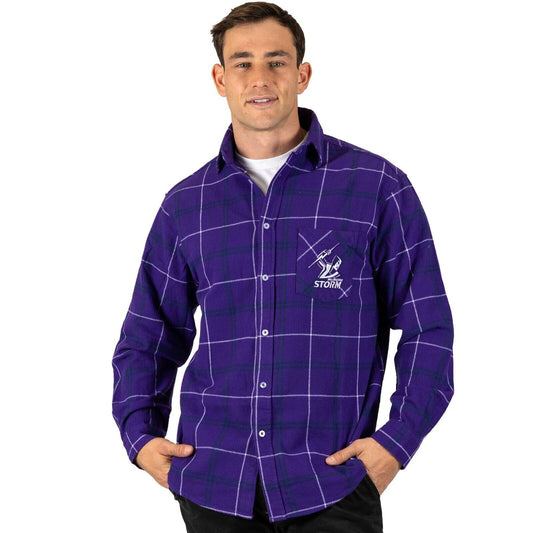 NRL 'Mustang' Flannel Polo - Melbourne Storm - Flanno Shirt