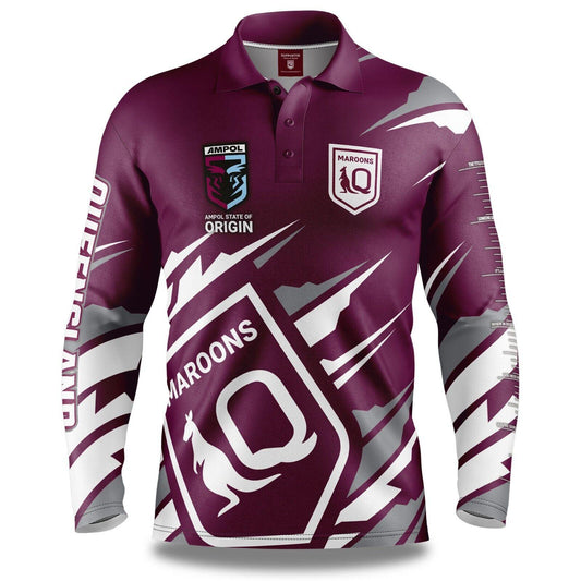 NRL 'Ignition' Fishing Shirt - QLD Maroons - Adult - Mens - Polo