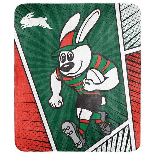 NRL Coral Mascot Blanket - South Sydney Rabbitohs - 150x130cm - Rugby League