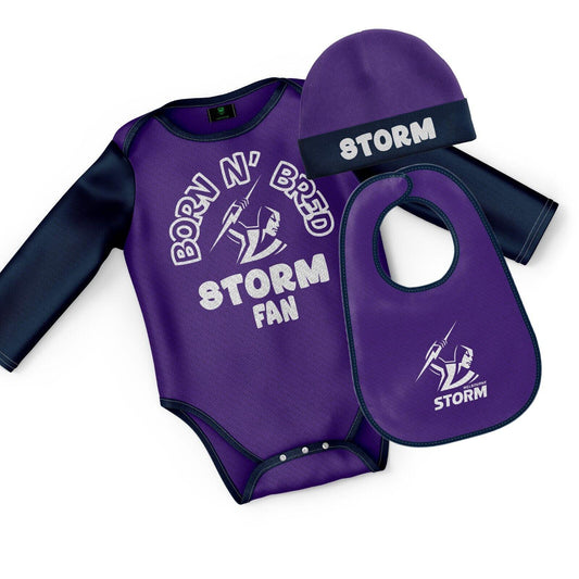 NRL 3 Piece 'Born & Bred' Set - Melbourne Storm - Infant - Baby