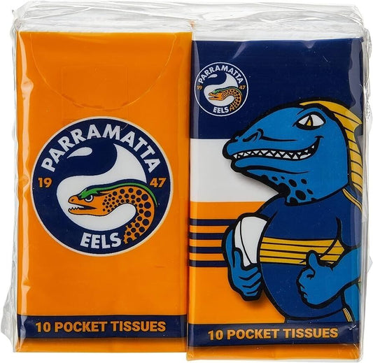 NRL Mascot Pocket Tissue - Parramatta Eels - 4 Pack