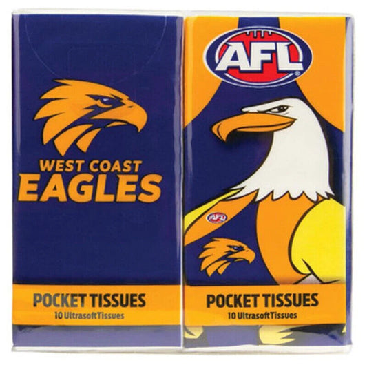 AFL Mascot Pocket Tissue - West Coast Eagles - 4 Pack