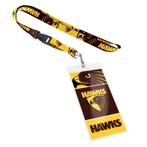 AFL Lanyard & Clear Card Holder - Hawthorn Hawks - Key Chain