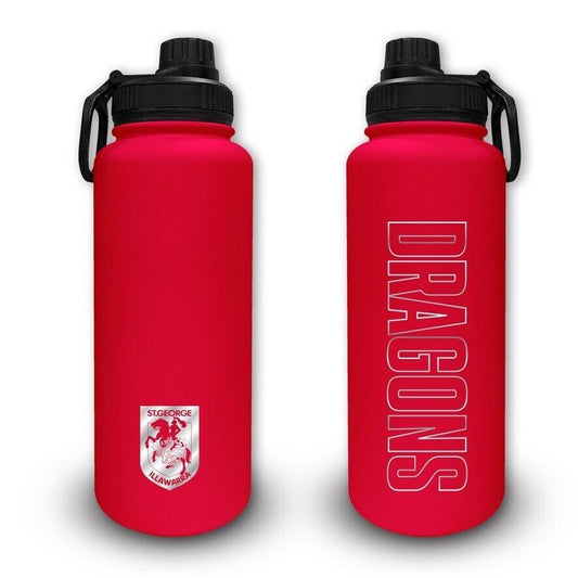 NRL Stainless Steel 960mL Drink Bottle-St George Illawarra Dragons-Double Walled