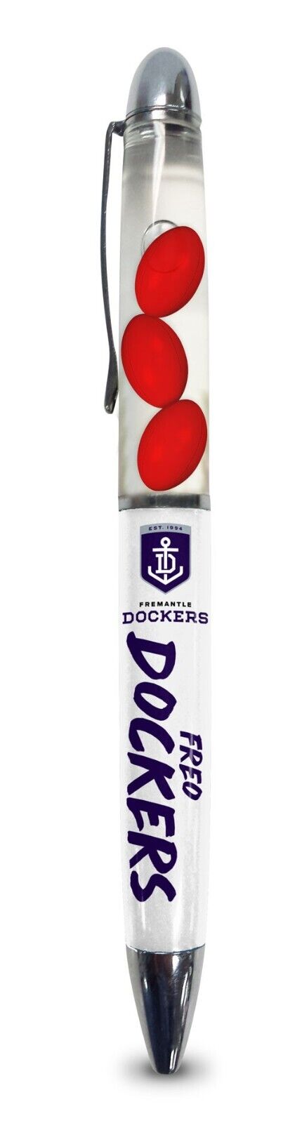 AFL Floating Pen - Fremantle Dockers - Twist Open - Black Ink