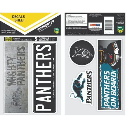 NRL Bumper Decal Sheet Set - Penrith Panthers - Team Logo Sticker - 170mm