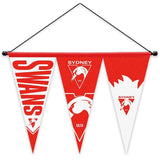 AFL Multi Pennant Flag - Sydney Swans - Set Of 3 - Inc Hanger