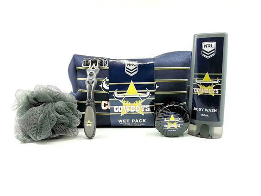 NRL Toiletry Gift Set - North Queensland Cowboys - Body Wash Razor Soap Loofah