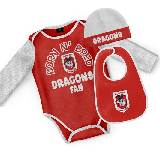 NRL 3 Piece 'Born & Bred' Set - St George Illwarra Dragons - Infant - Baby