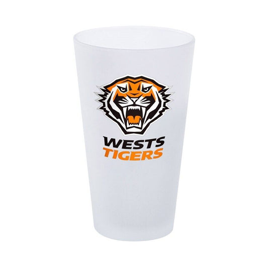 NRL Frosted Conical Glass - West Tigers - 450ml - Single