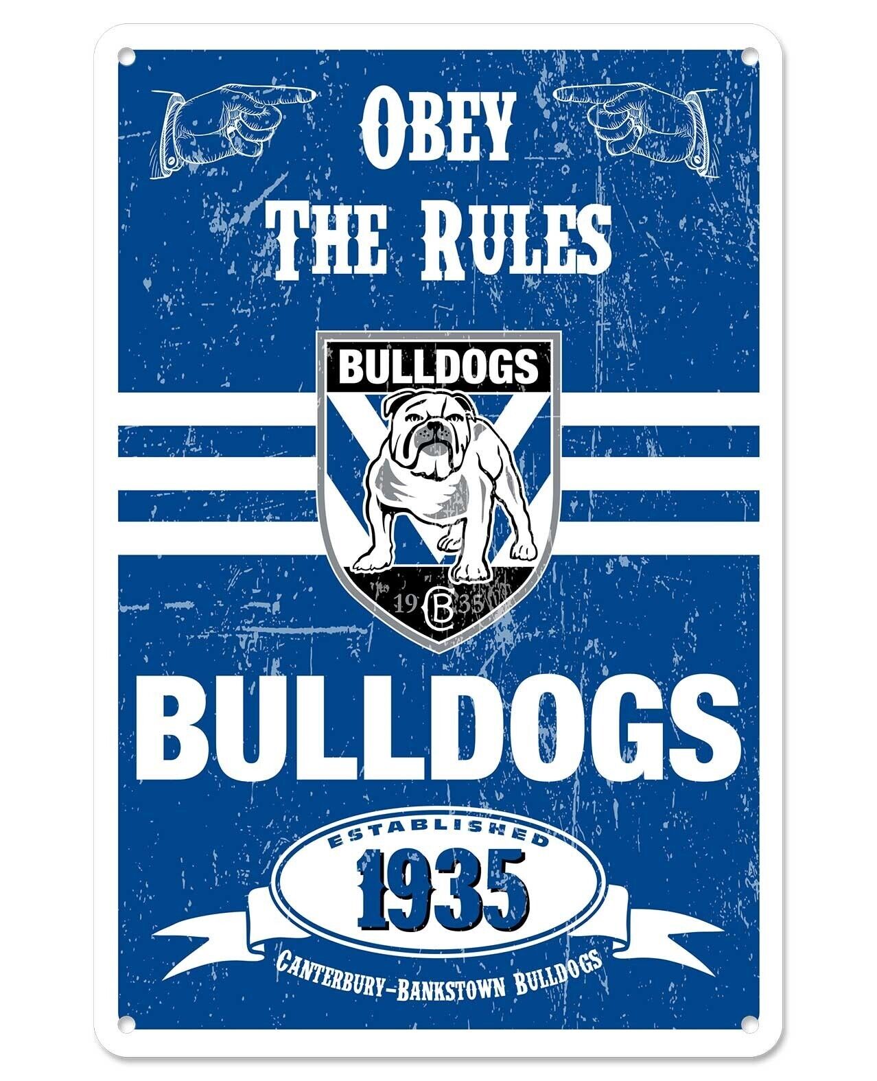 NRL Retro Supporter Tin Sign - Canterbury Bulldogs - Man Cave - Heritage