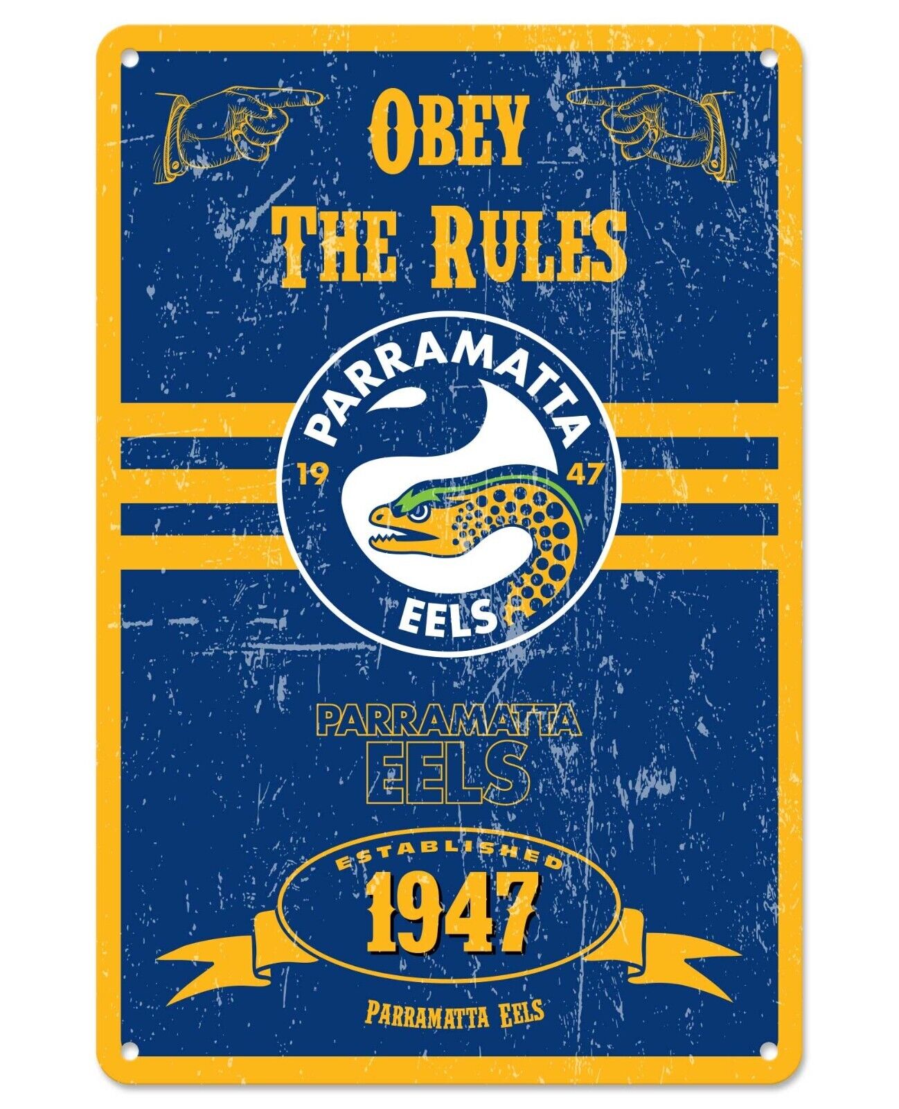 NRL Retro Supporter Tin Sign - Parramatta Eels - Man Cave - Heritage