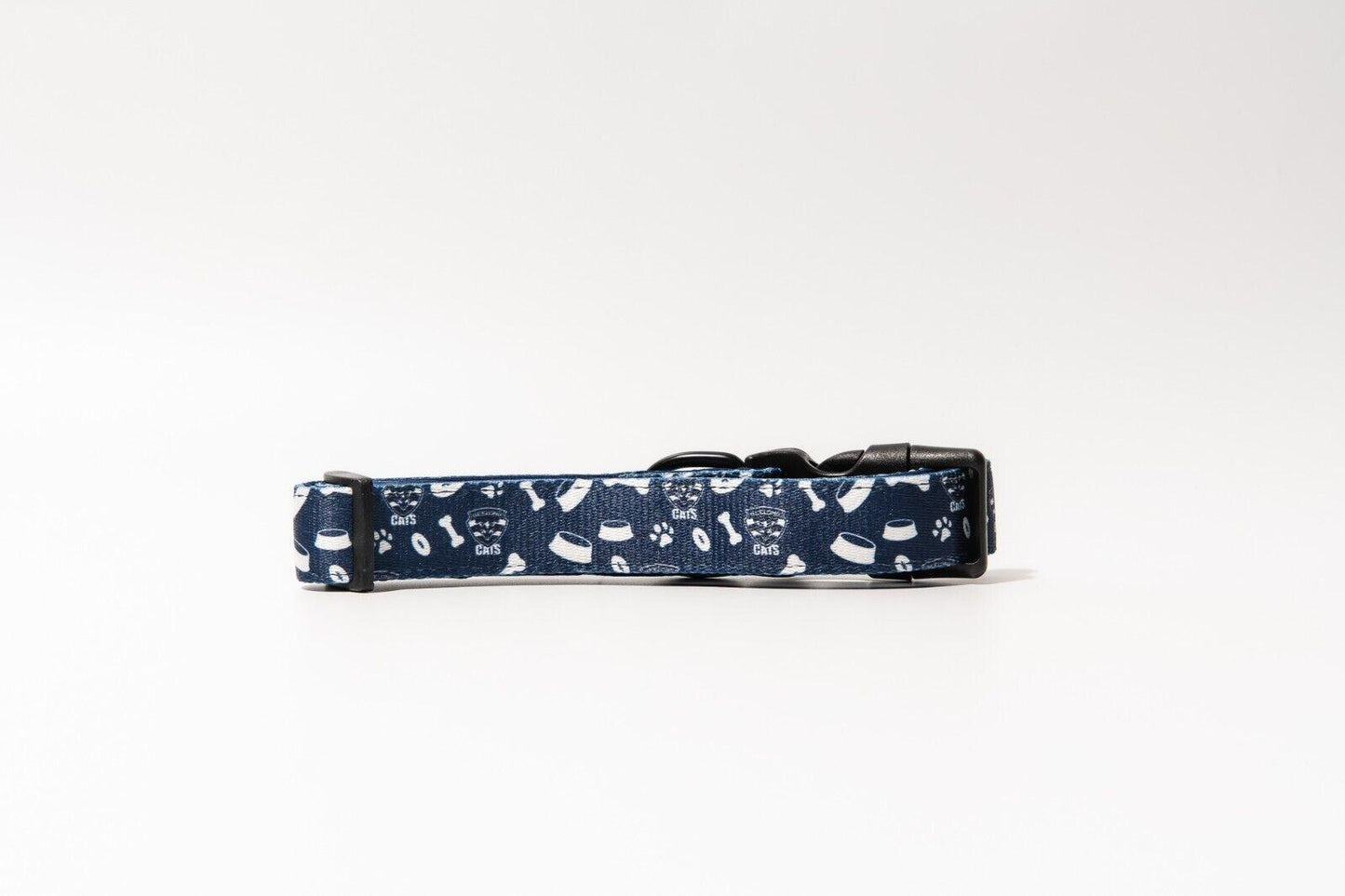 AFL Adjustable Dog Collar - Geelong Cats - Small To Large - Strong Durable