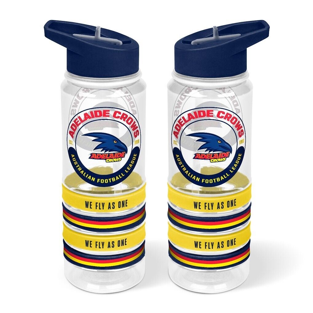 AFL Clear Tritan Drink Bottle 650ml - Adelaide Crows- 4 Wrist Bands