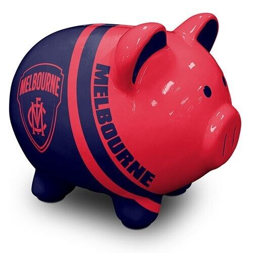 AFL Ceramic Piggy Bank Money Box - Melbourne Demons - 14x12x11cm