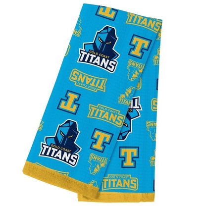 NRL Team Supporter Cotton Tea Towel - Gold Coast Titans - 40cm x 60cm