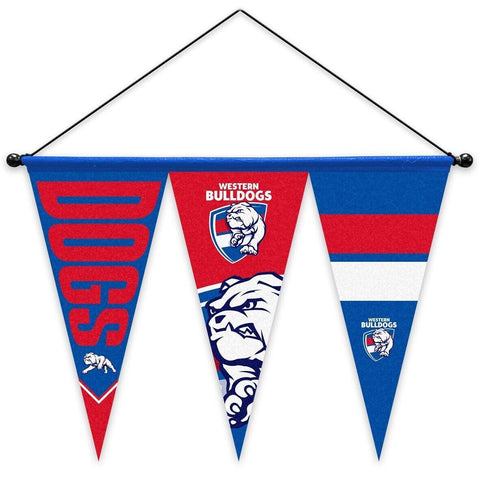 AFL Multi Pennant Flag - Western Bulldogs - Set Of 3 - Inc Hanger