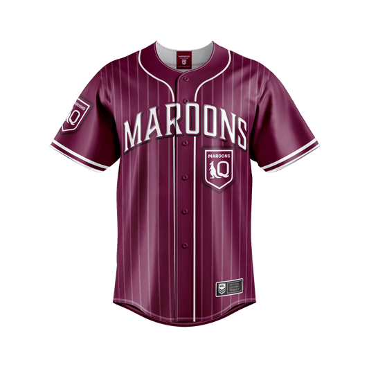 NRL 'Slugger' Baseball Shirt - QLD Maroons - Tee