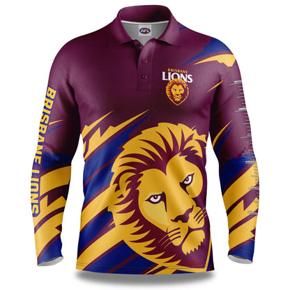 AFL 'Ignition' Fishing Shirt - Brisbane Lions - Adult - Mens - Polo